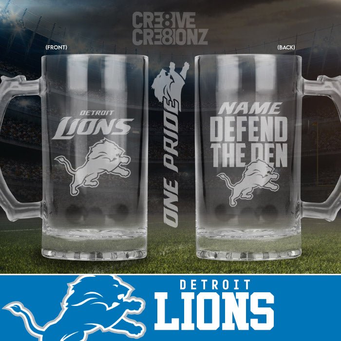 Detroit Lions Personalized Beer Mugs - Cre8ive Cre8ionz