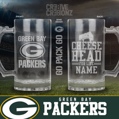 Green Bay Packers Personalized Beer Mugs - Cre8ive Cre8ionz