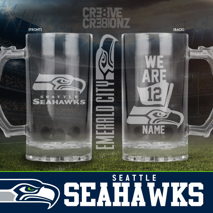Seattle Seahawks Personalized Beer Mugs - Cre8ive Cre8ionz
