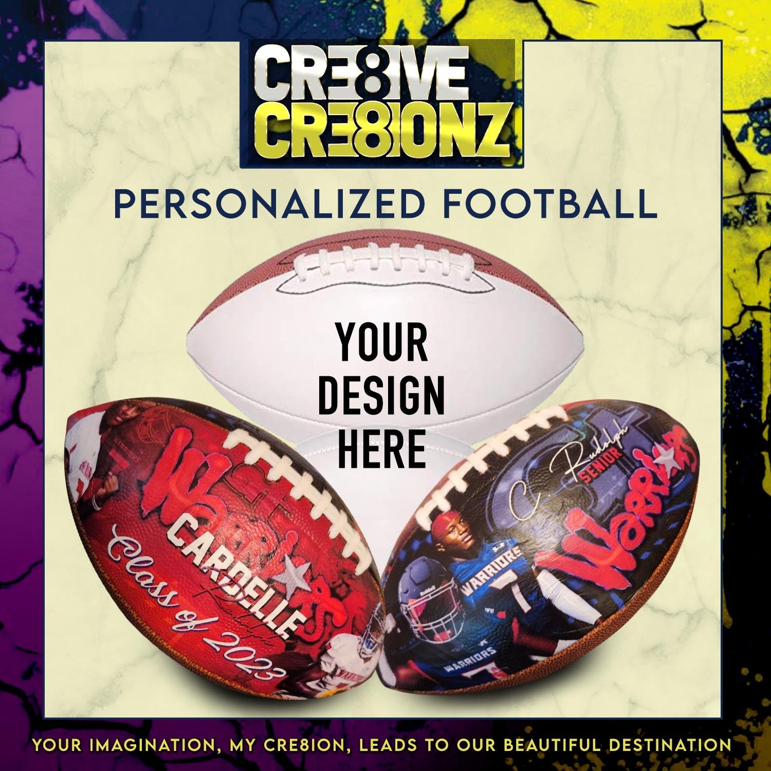Custom Personalized Football - Cre8ive Cre8ionz