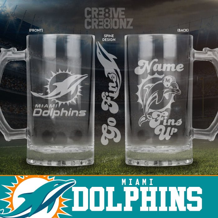 Miami Dolphins Personalized Beer Mugs - Cre8ive Cre8ionz