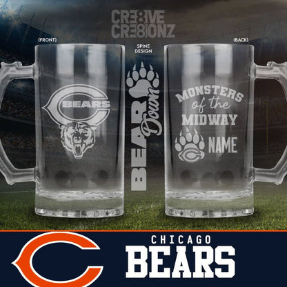 Chicago Bears Personalized Beer Mugs - Cre8ive Cre8ionz