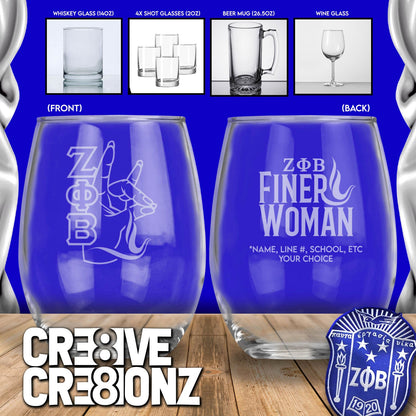 Zeta Phi Beta Glass - Cre8ive Cre8ionz